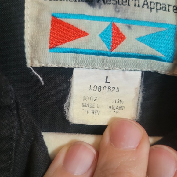 Vintage Wrangler Womens Western Shirt Black Geometric Colorblock Cotton Large - Picture 11 of 13